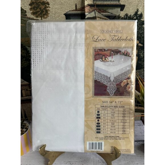 Better Home Crochet Vinyl Lace Tablecloth - Picture 2 of 9